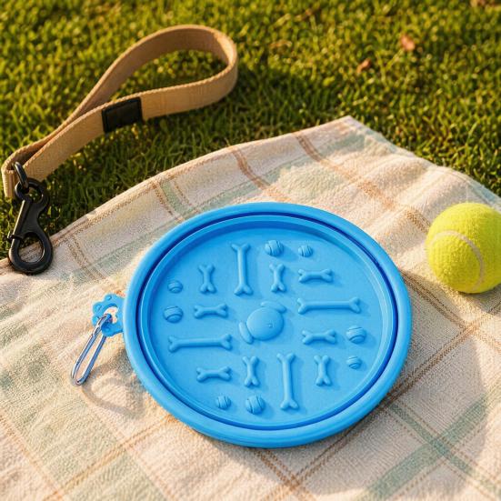 Foldable Pet Bowl Portable Slow Feeder Bowl with Suction Cups Non-Slip Silicone Collapsible