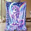 Fantasy Unicorn Art Theme Blanket Lightweight Warm Flannel Blanket Decorative Throw Blanket for Home Decoration
