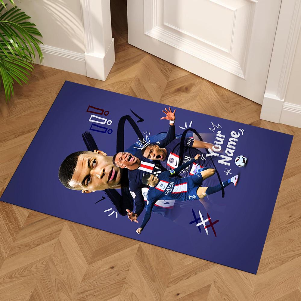 Mbappé Customize Your Name Area Rug Design for Balcony Kitchen Bedrooms Living Rooms Antislip Carpet Office Home Decor Birthday/Christmas Gift