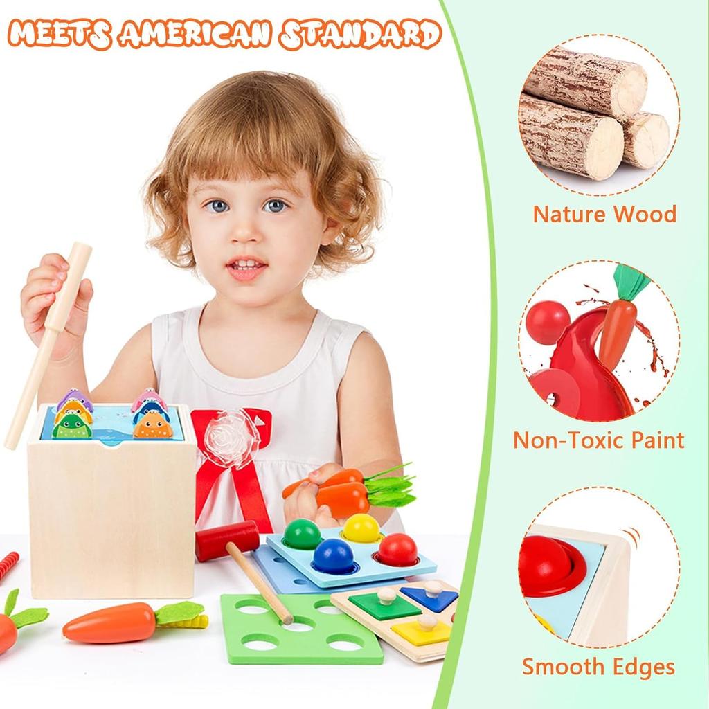 Montessori Busy Board Box Hračka Dřevěná Hračka Třídič Tvarů a Barev Hračka pro Rané Učení Senzorické Hračky Batolata Jemná Motorika Aktivita Hračka