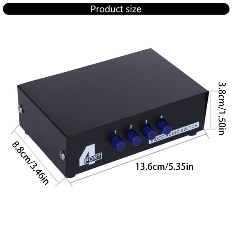 Portable 4 in 1 Out Video Switcher for Video L/R Stereo Audios Devices Compatible for Game Consoles Video Receivers