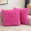 Winter New Imitation Rabbit Fur Pillow Cover Solid Color Grid Splicing Jacquard Plush Square Cushion Cover White Soft Pillowcase