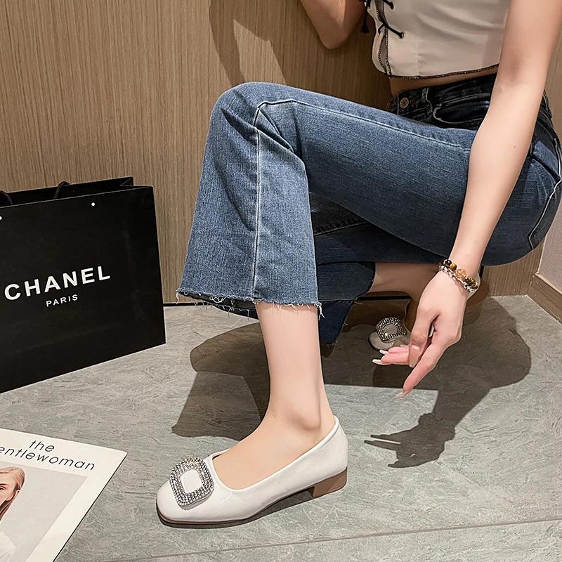 Luxury Women Shoes 2024 Retro Square Toe Women's Pumps Comfortable Low Heel Shallow Mouth Shoes Simple Fashion Lady Dress Shoes