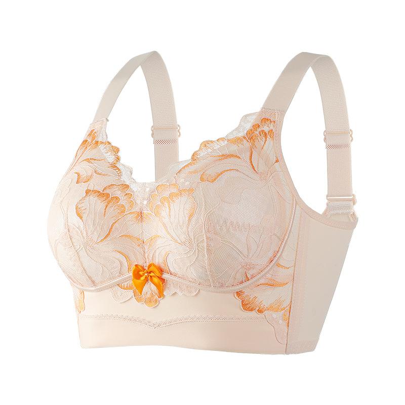 Large size underwear women's big breasts show small gathering, upper support honeycomb breathable, no steel ring, breast adjustment bra cover