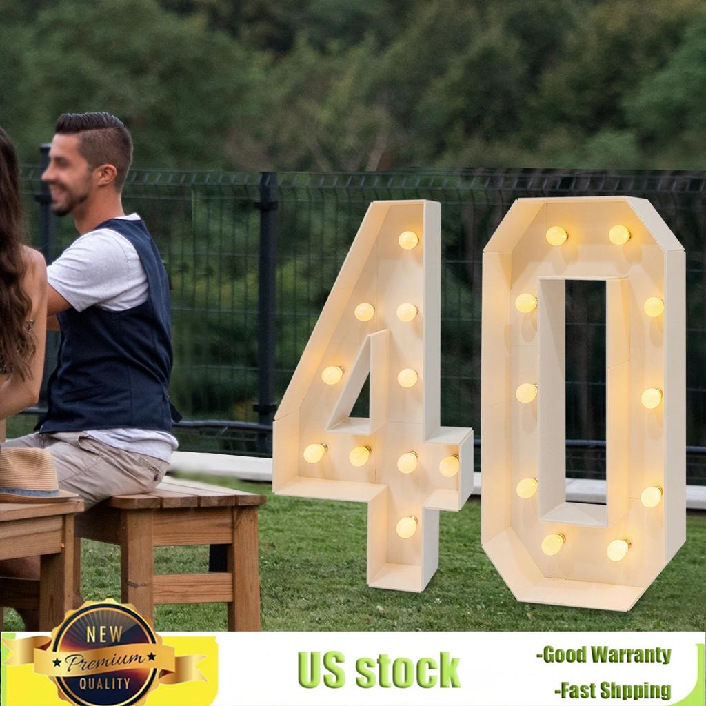 Bymaocar Mosaic Illuminated 3D Number Frame, 100CM 30/40/50 LED Light Up Numbers Ornament with Light for Birthday Party Decor