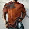 Men's Halloween Printed Retro Texture Short Sleeve T-Shirt, Loose Fit Breathable Summer Streetwear Top
