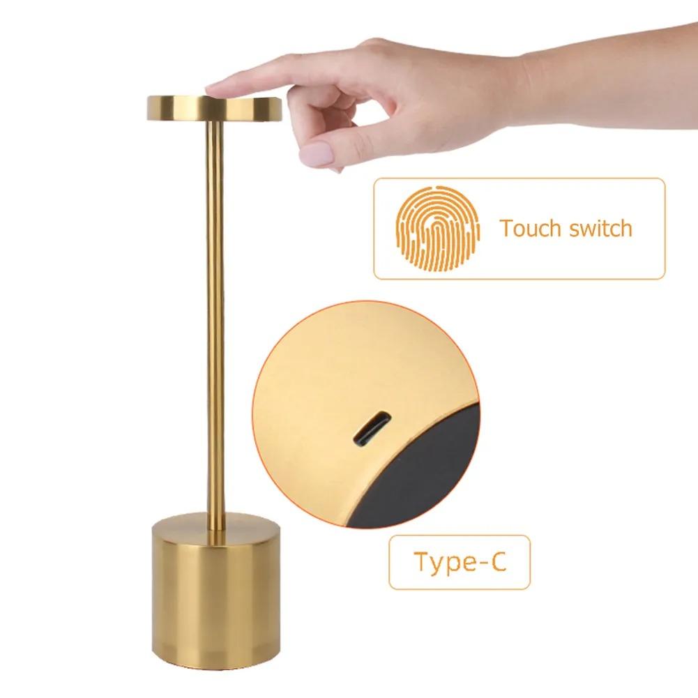 Simple LED Rechargeable Touch Metal Table Lamp Three Colors Bedside Creative Ambient Light Bar Outdoor Decoration Night Light