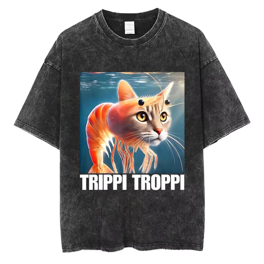 

Брр Брр Патапим Выстиранная Винтажная Футболка Забавная Итальянская Мемная Футболка Модная Оверсайз Футболка Мужская Повседневная Футболка 3XL