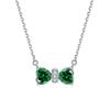 S925 Sterling Silver Necklace Cross-border Fashion Bow Pendant Female Heart-shaped Colored Treasure Necklace Simple Twelfth Birthday Stone