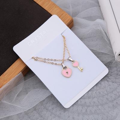 2 pcs/Paired New Statement Couple Necklace for Women Fashion  Key Lock Pendant Link Chain Fashion Jewelry Heart Necklace