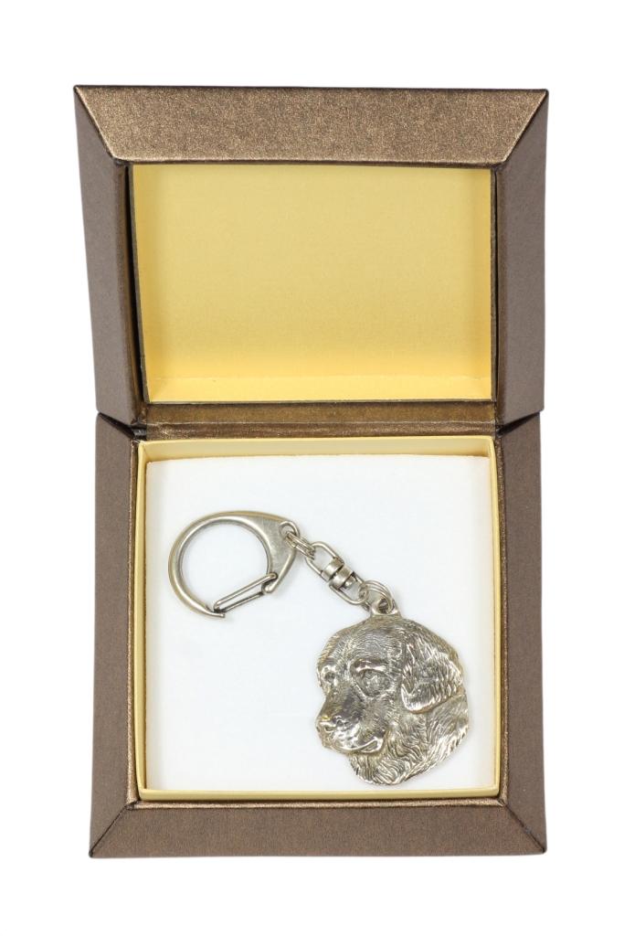 Golden Retriever - Silver-plated key ring with a dog in a gift box, handbag decoration, backpack pendant by Art-Dog brand