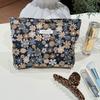 Polyester-Canvas Blumen-Clutch-Tasche Große Kapazität Blumenmuster Kosmetiktasche Reißverschluss Tragbar Reise-Kulturbeutel