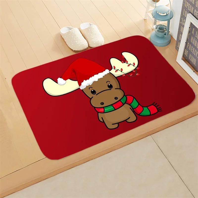 40X60Cm Christmas Outdoor Doormat Merry Christmas Tree Door Mat Red Non-Slip Floor Mats Decorative Entrance Door Rugs