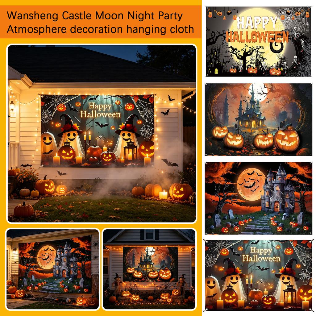 Halloween Photography Background Moon Night Party Decor for Indoor and Outdoor Use