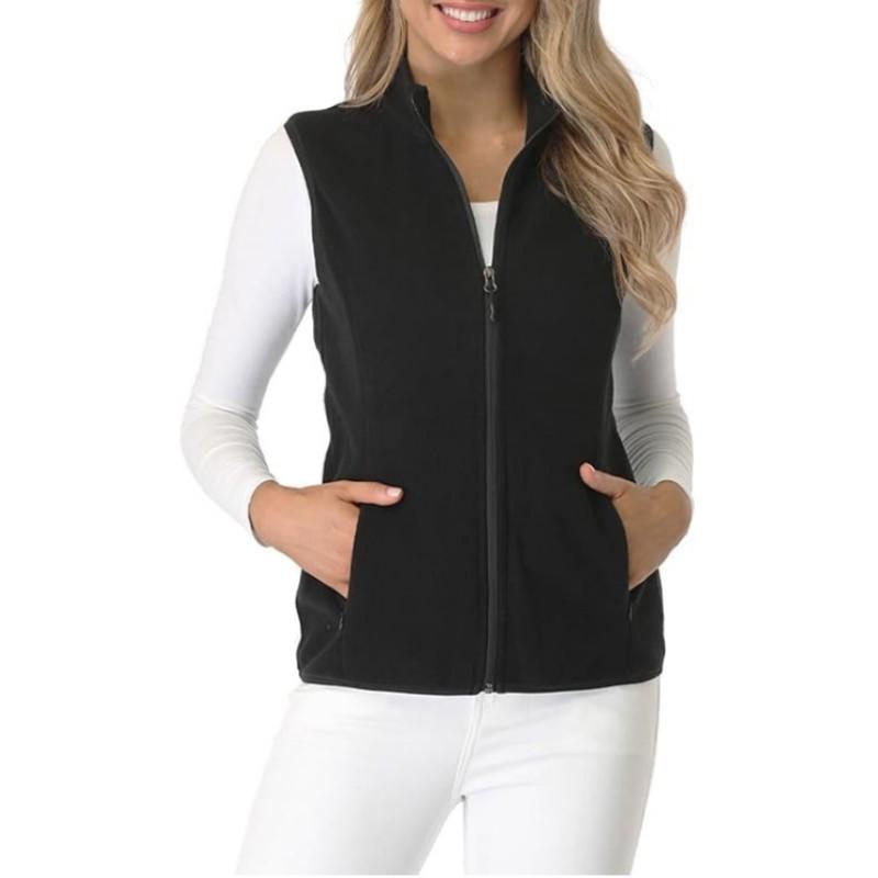 

Women s Autumn/Winter Solid Color Fleece Sleeveless Vest Stand-up Collar Simple Fleece Jacket 2XL чорний