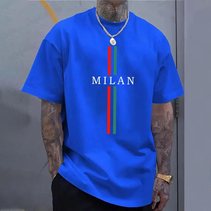 2025 Milano Moda Uomo Maglietta in Cotone Primavera Estate Quotidiano Casual Moda Girocollo Top Maschile Casa Esterno Comfort T-shirt Morbide
