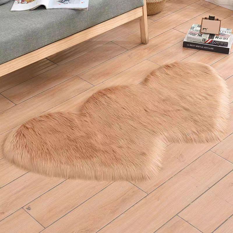 Cozy Imitation Wool Bedside Rug – Long-Pile Bedroom or Living Room Blanket Mat