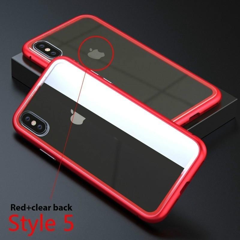 Flip Case Magnetic For Iphone X 8 7 Plus Clear Tempered Glass Film Phone Cases
