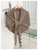 2025 Wool Blend Striped Triangle Shawl Women's Warm Thick Knitted Outerwear