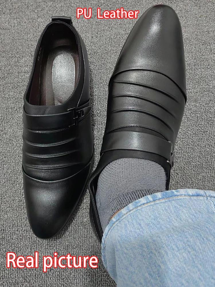 Mode Klassische Herren Anzugschuhe Slipper PU Lederschuhe für Herren Übergröße Spitzschuh Business Casual Herren Formelle Schuhe für Hochzeit