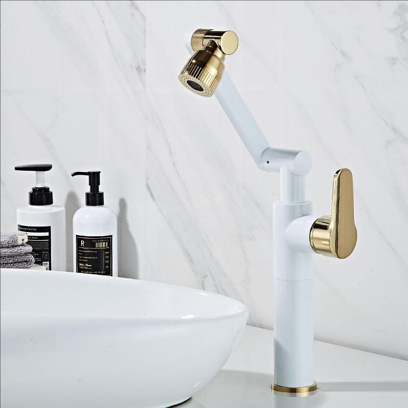 Robinet de lavabo de salle de bain en laiton antique Mélangeurs de cuisine universels Robinets Chaud Froid Ménager Modes doubles Rotatif Bidet Bras robotique