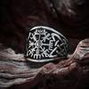 Norse Vikings Runes Celtic Knot Ring Vegvisir Symbol Compass Silver Ring Pagan Supernatural Talisman Jewelry
