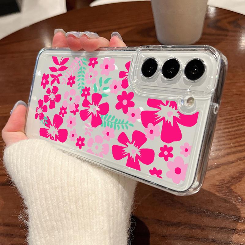 Cartoon Flower Transparent Case For Samsung Galaxy S25 S24 S22 Ultra S23 S24 FE A17 A56 A16 A36 A26 A55 A15 A25 A54 5G Clear Soft TPU Phone Cover