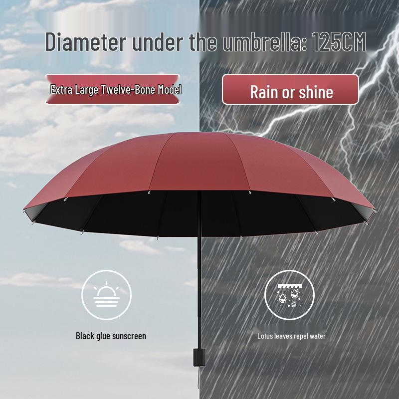 Black Logo Printed Auto Open/Close UV Protection Compact Umbrella for Men & Women - Dual-Use for Rain or Shine