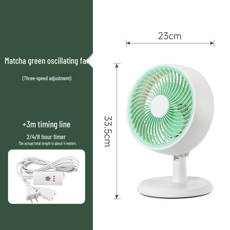 Compact Soundless Electric Desktop Fan with Large Airflow and Oscillating Head