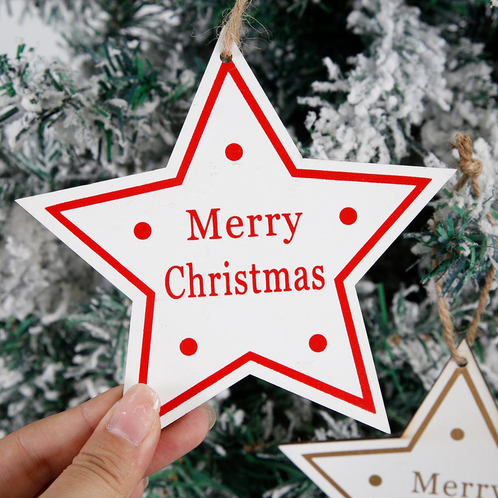 Wooden Christmas Unique Tree Tags Vibrant Red Star Hangings For Decor Home