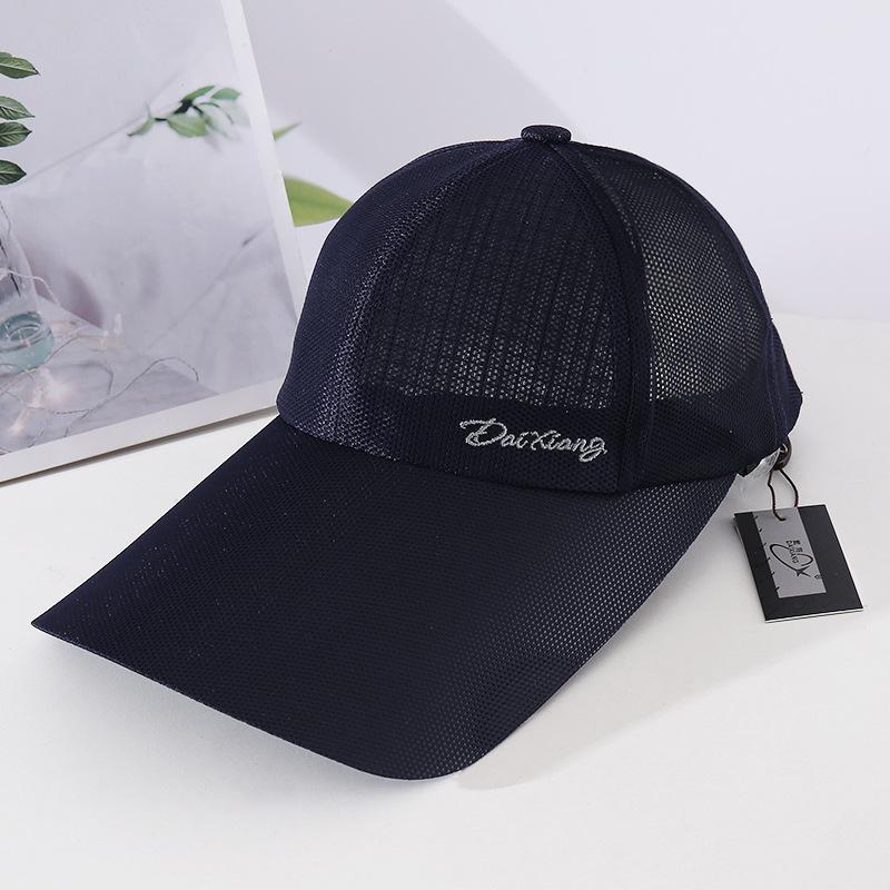 

Baseball cap Men s spring and summer cap Half mesh breathable sunshade Simple and versatile Outdoor sports Sun hat Trendy fashion Adjustable темно-синий