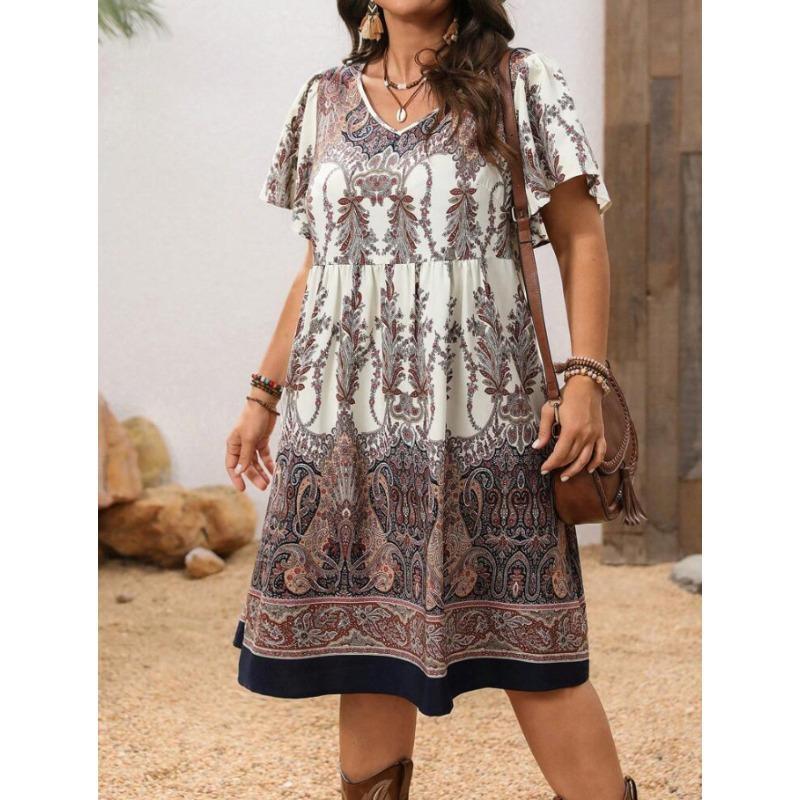 IHUASU Fashion Summer Spring Short Sleeve O-Neck Casual Dresses