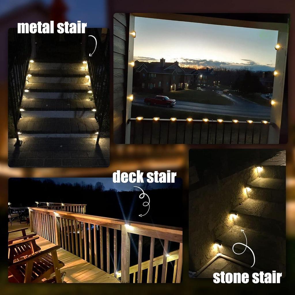 Waterproof Solar Deck & Stair Lights for Outdoor Steps, Fences, Yards, Patios, Garages, and Driveways.
