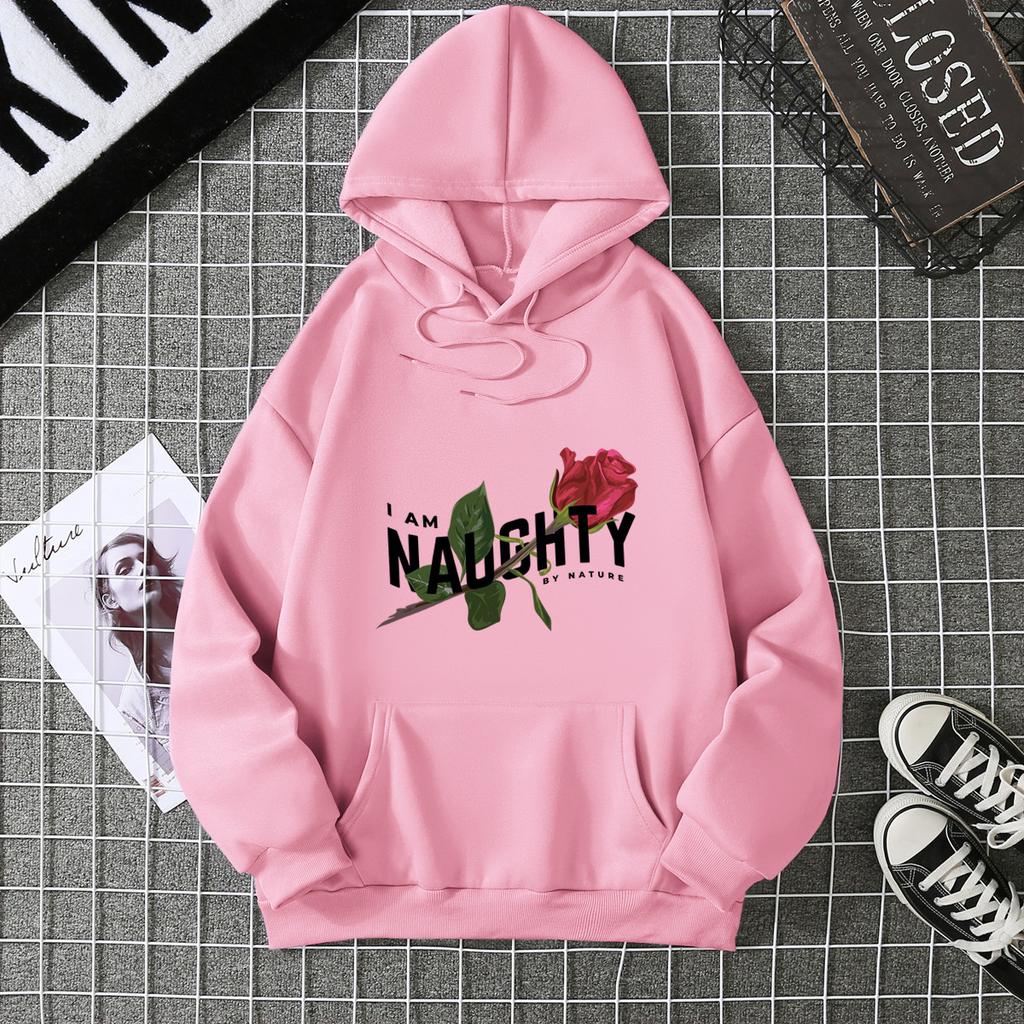 Women's Real Shot American Plant-printed Sweater Hooded Autumn and Winter New Men's and Women's Models