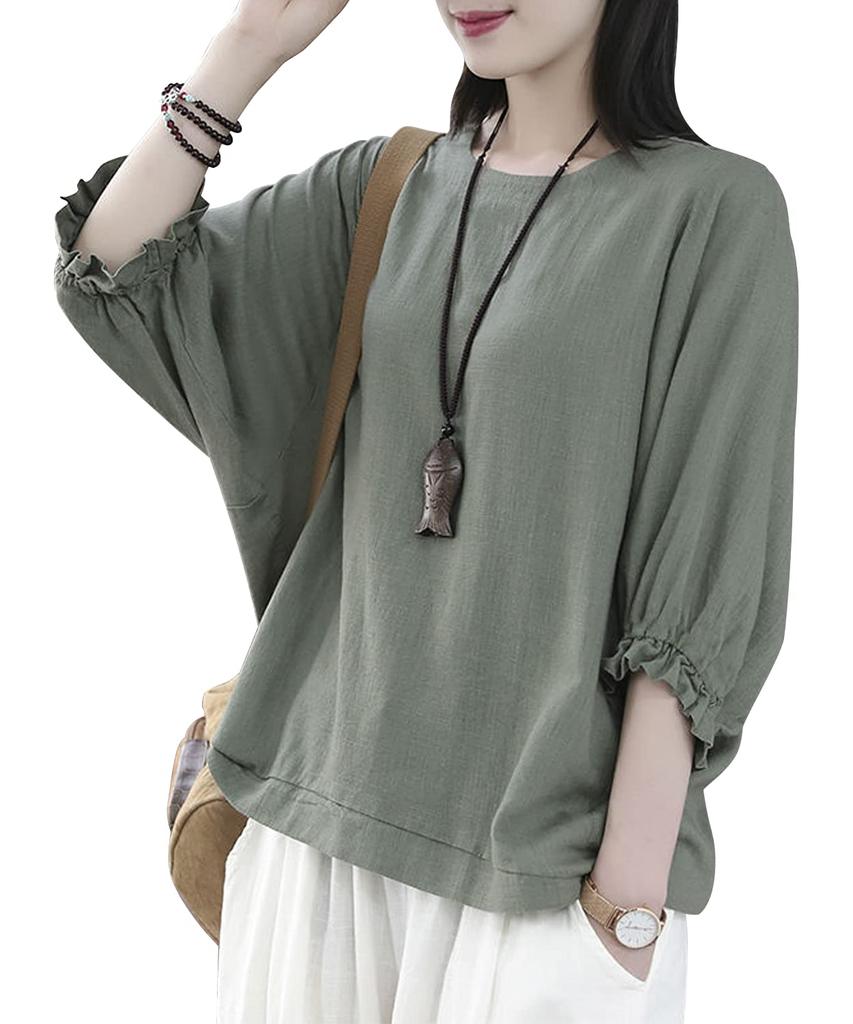 Sleeve Relaxed Dolman Loose Adult Long Mori Spring Korean Elastic [J Store] 3/4 T-Shirt, Figure-Flattening, Sleeves, Fit, Top, Blouse, Sleeves,