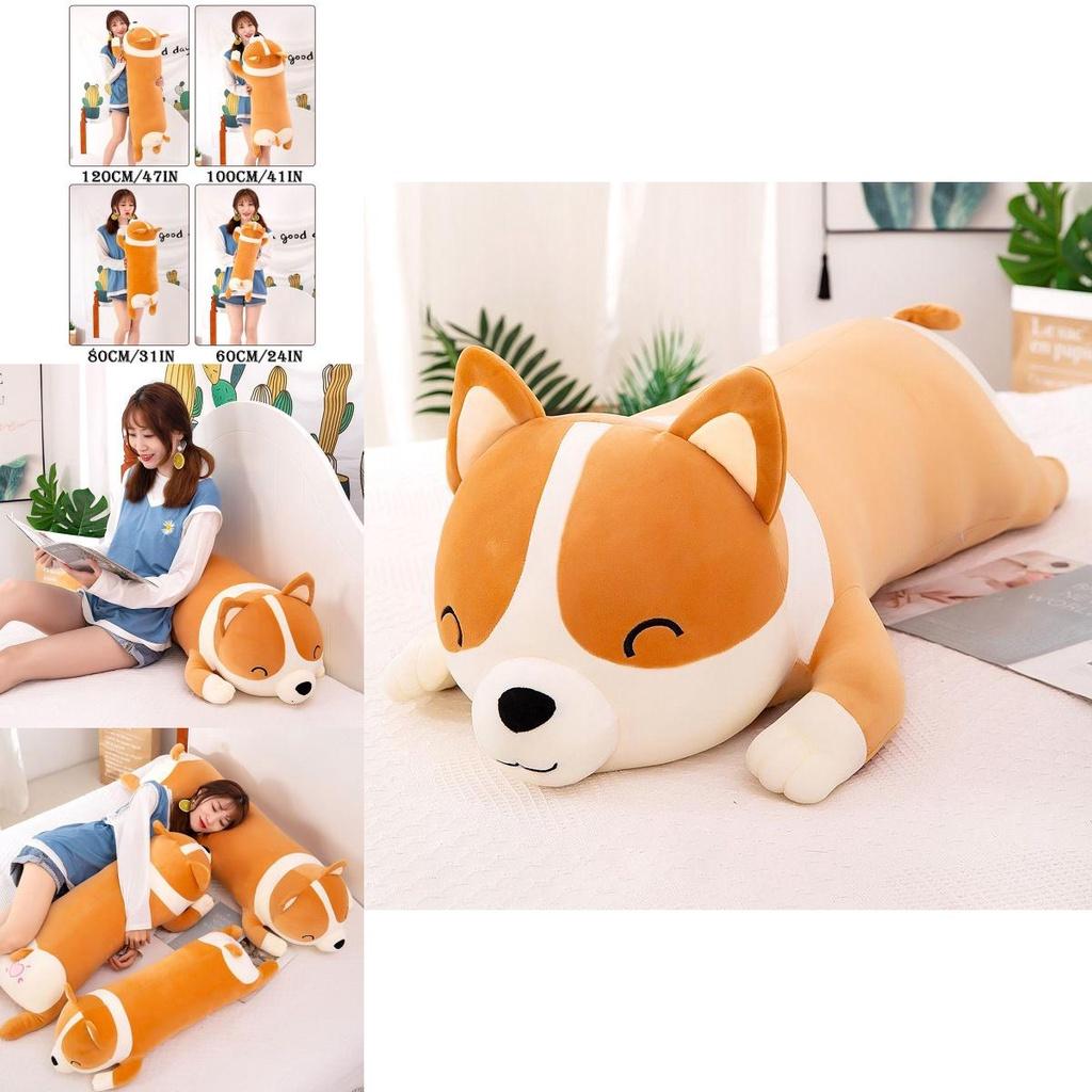 Plush Toys Throw Pillow For Home Decor Long Corgi Cushion Soft Stuffed Animal Doll Gift
