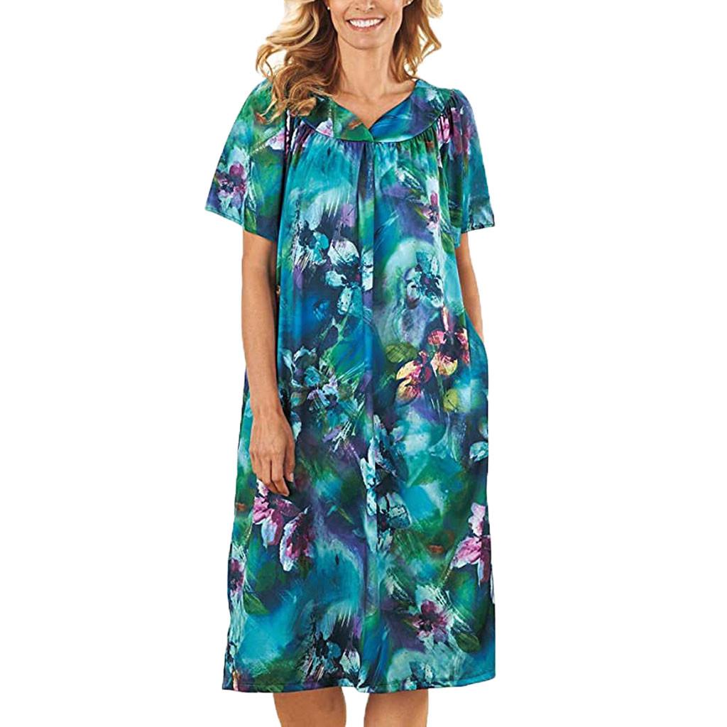Women Lounger House Dress with Pockets Nightgown Sleepwear Nightdress Tracksuit Women Lounger House Dress with Pockets Nightgown Sleepwear Nightdress Tracksuit