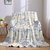 Blue and Yellow Seaside Elements Flannel Blanket Warm Soft Halloween Christmas Couch Warm Cozy Decorative Decor for All Season