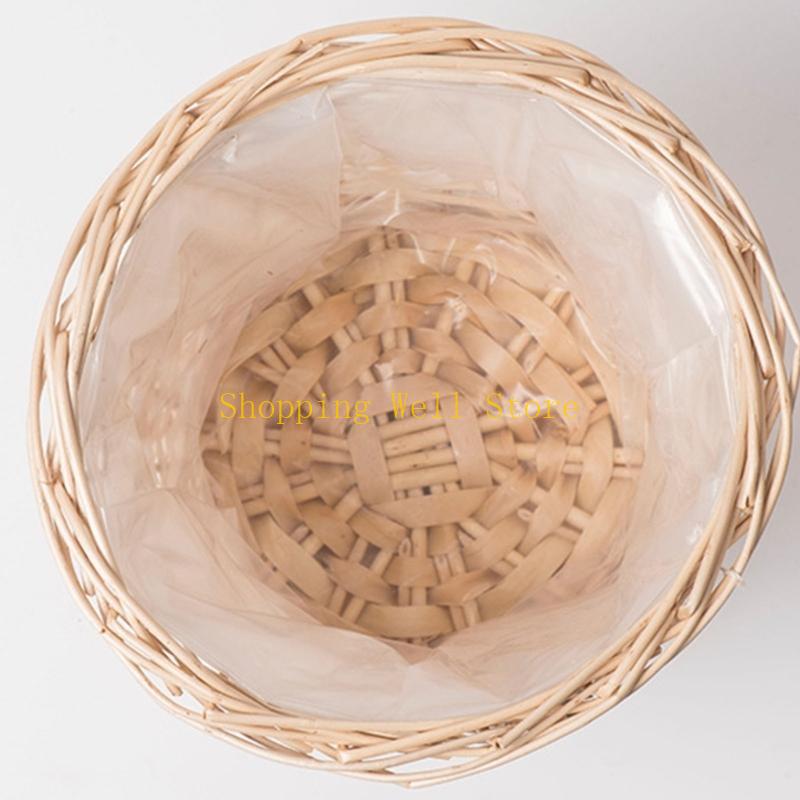 KX4B Woven Wicker Plant Flower Container with Plastic Liner For Home and Garden Use