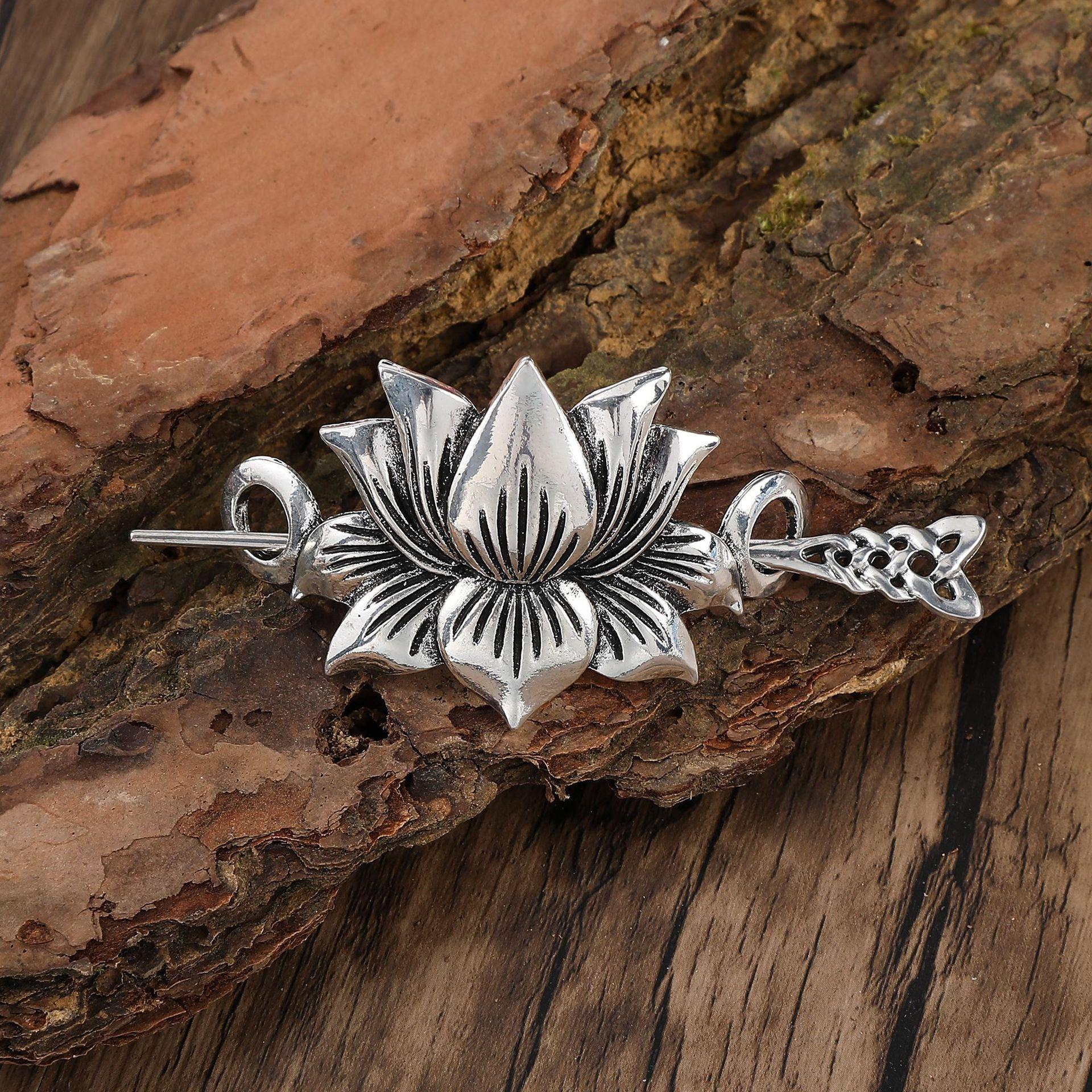 

Classical Viking Celtic Knot Lotus Hair Clip Irish Retro Hair Clip Women s Hair Accessories Headwear Hair Clip Birthday Gift Size fits all