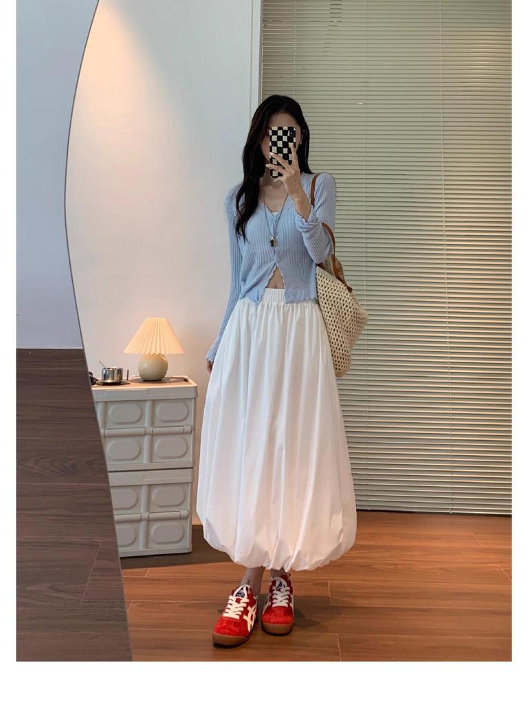 Women's White Bud Hepburn Midi Skirt - 2026 Spring/Summer Collection
