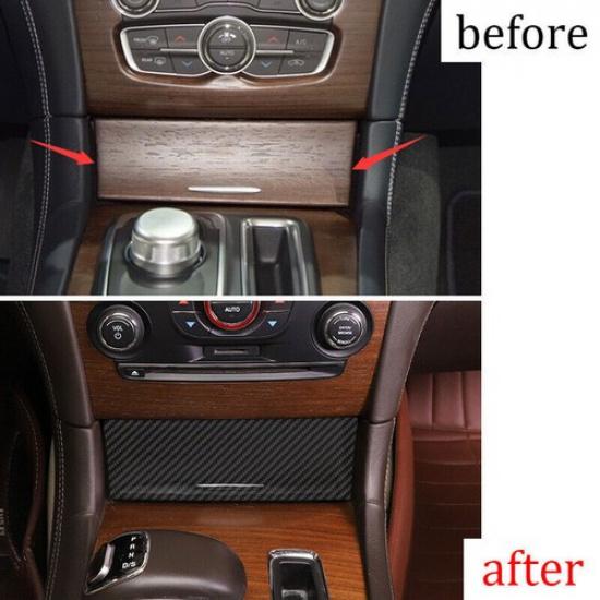Carbon Fiber Central Console Storage Box Decor Cover Trim For Chrysler 300 2011+