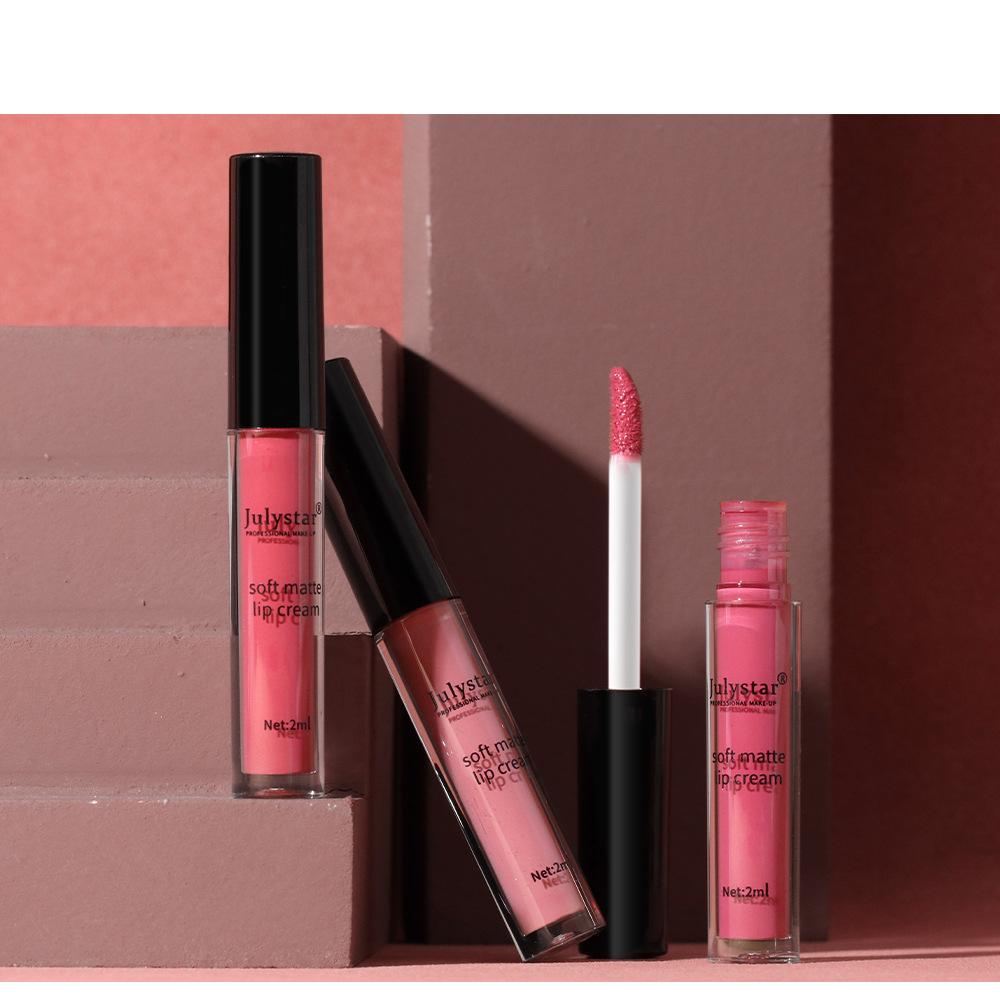 Julystar Is Not Easy To Fade and Not Easy To Stick To The Cup Matte Lip Glaze European and American Lip and Cheek Dual-purpose Lip Gloss