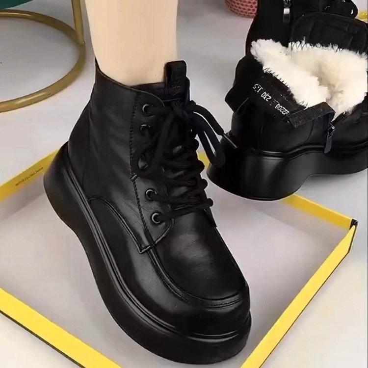 Non-slip Large Cotton Snow Boots Cotton Shoes Winter New Velvet Short Boots Cotton Boots Thick-soled Martin Boots