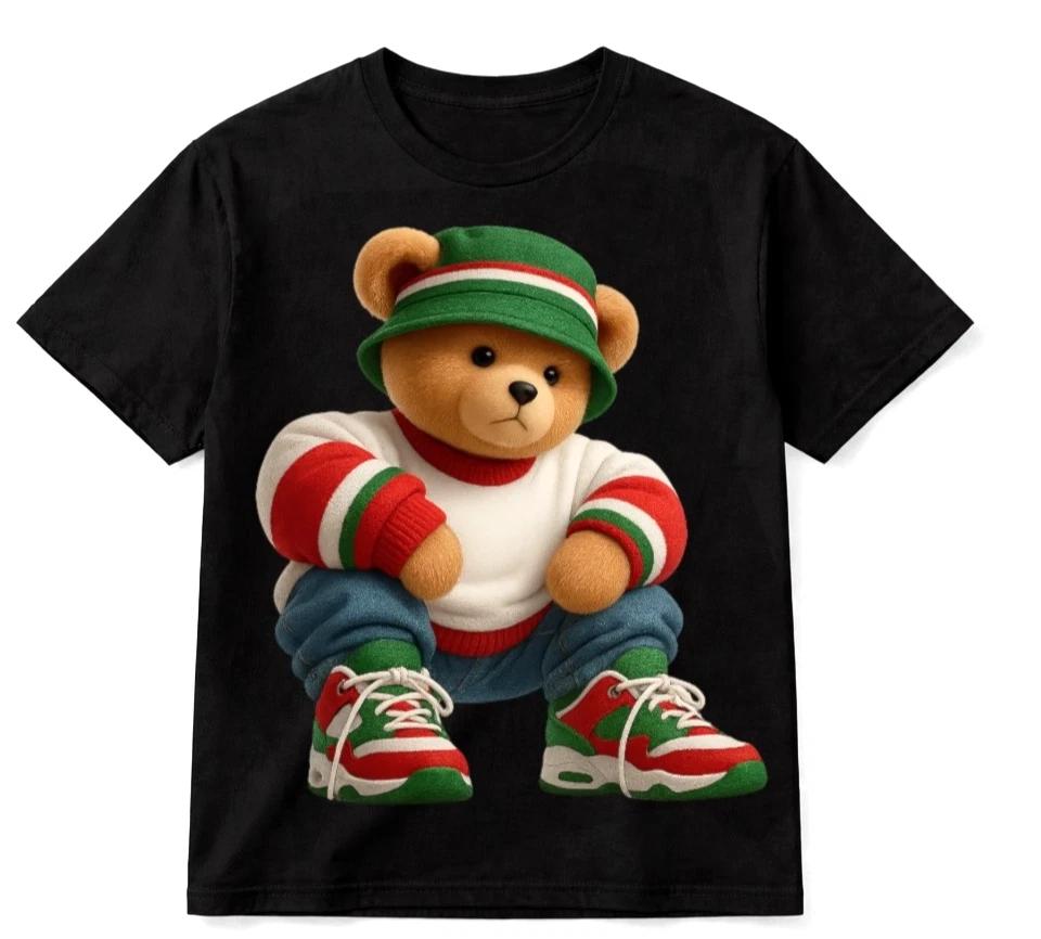 Urban Teddy Bear Graphic T-Shirt Streetwear Cute Bear Unisex Tee 3XL