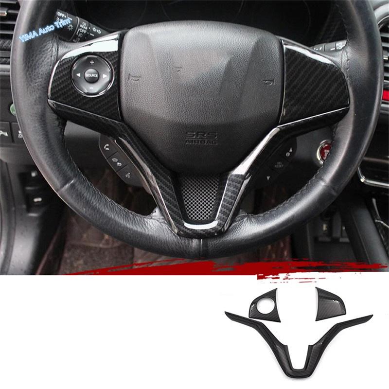 For Honda HRV HR-V Vezel 2014 - ABS Carbon Fiber Car Central Control Steering Wheel Cover Trim Frame Interior Accessories