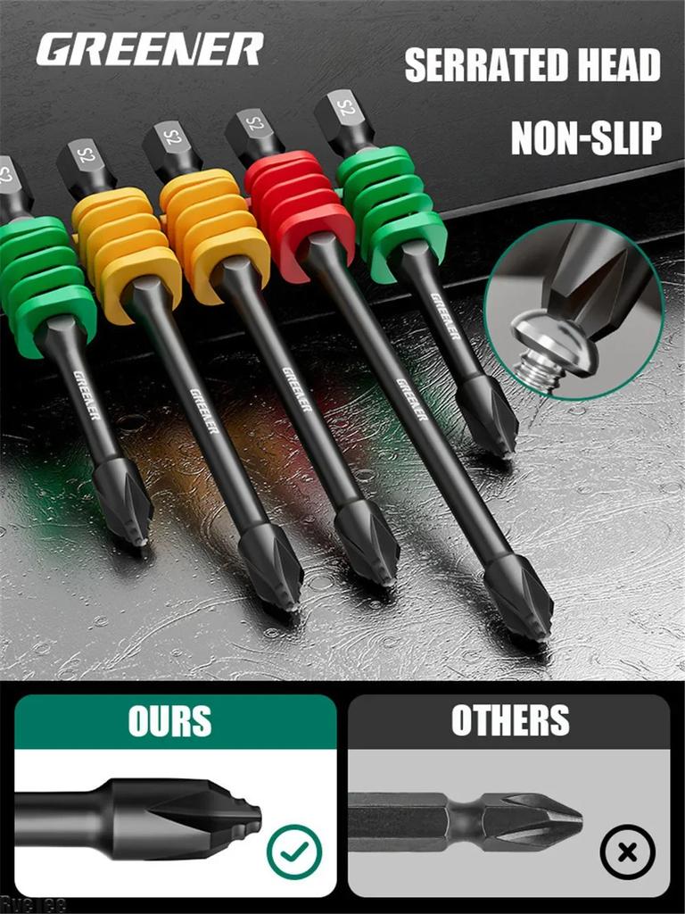Serrated Non-slip Electric Screwdriver Spring-loaded Buffer Crosshairs Battery Screwdrivers with Rainbow Plug-in Card Tool Parts
