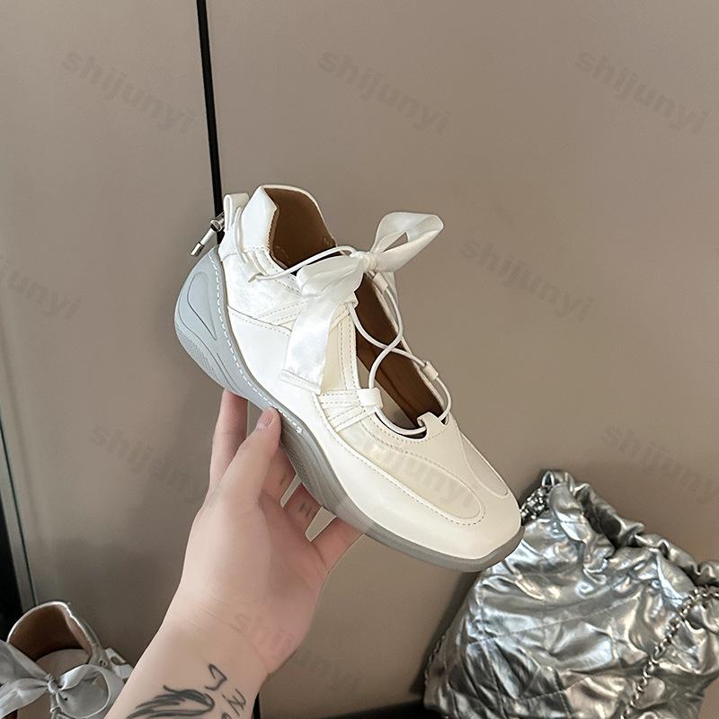 Fashion Niche Design Casual Ballet Style Sneakers Women's Summer  New Comfortable Thick Soled Height Increasing Single Shoes