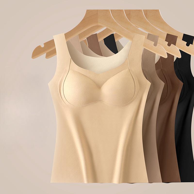 Icke-markerande dubbelsidig borstad sammet varm väst dam höst och vinter varmt underställ med bröstkudde och konstant temperatur baslager