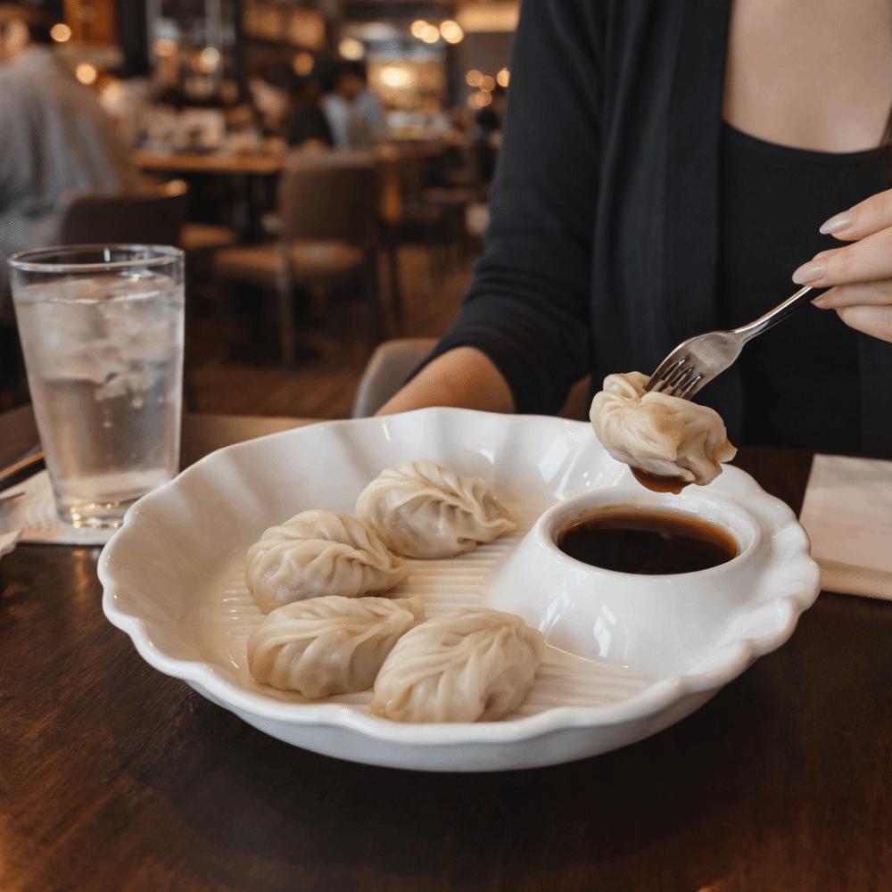 Thicken Ceramic Dumpling Dishes Round French Fries Plate Minimalist Serving Plates  Kitchen